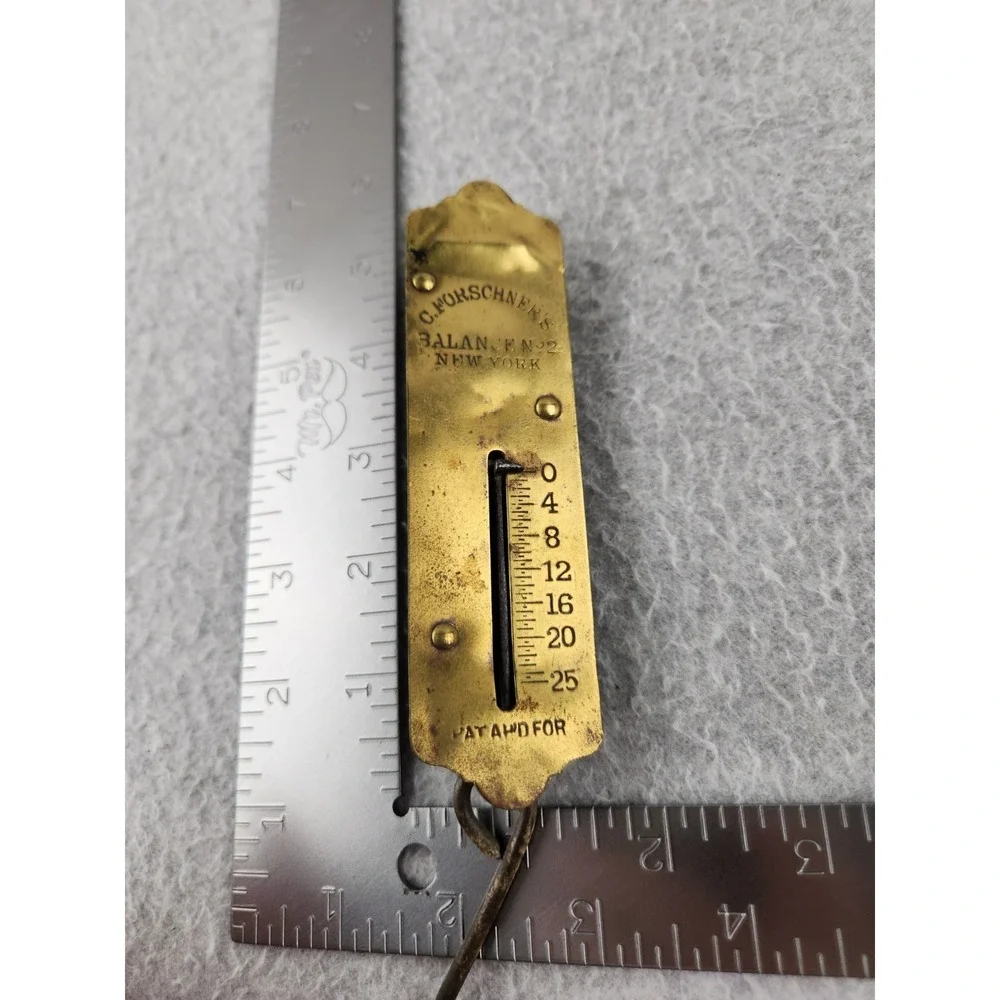 Antique Brass Forschner's Spring Balance 25 Lb Hanging Scale Pull Weight Model 2